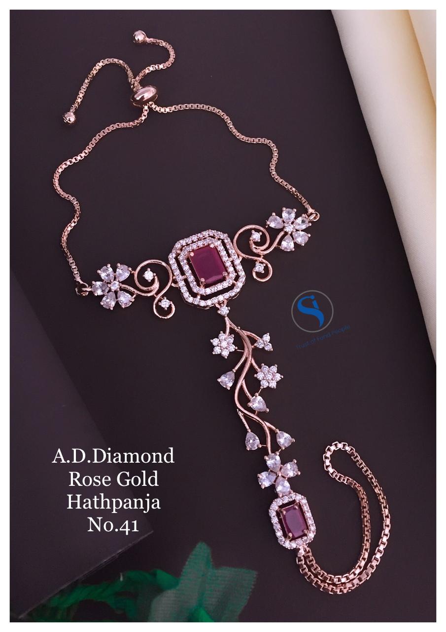 Designer Rose Gold AD Diamond Hath Panja Catalog
